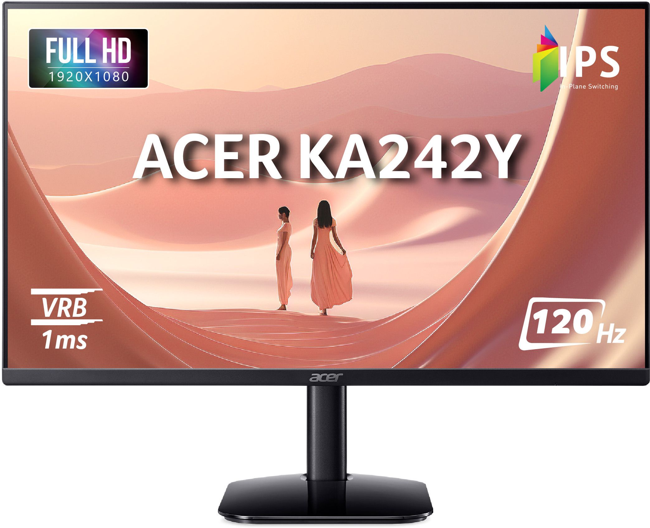 Acer 60.45 cm (23.8 inch) Full HD LED Backlit IPS Panel with 6 axis Color Adjustment, 2X2W Inbuilt Speakers, Display Widget, VisionCare, ENERGY STAR Certified, Robust Stand Monitor (KA242Y E0)