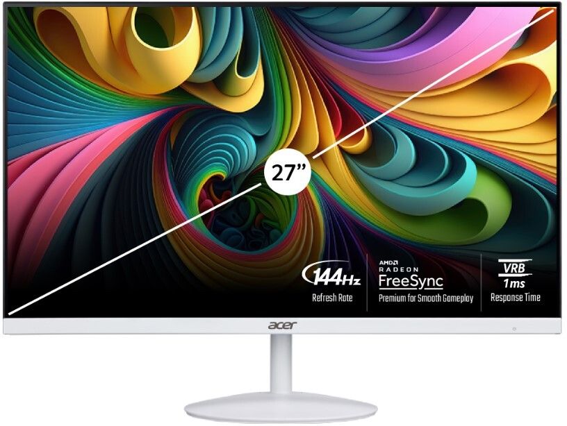 Acer SA272 P1 68.58 cm (27 inch) Full HD LED Backlit IPS Panel with Zero Frame, 1xHDMI 1xVGA, Stereo Speakers, Eco Display, Eye Care Monitor (SA272 P1)