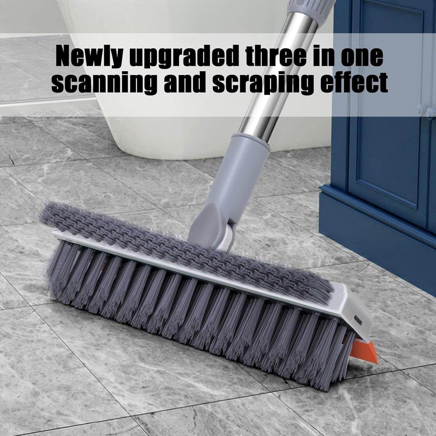 3in1 - Long Handle Floor Brush with Wiper Bathroom Tiles Cleaning Brush Silicone Wet and Dry Brush-image-44