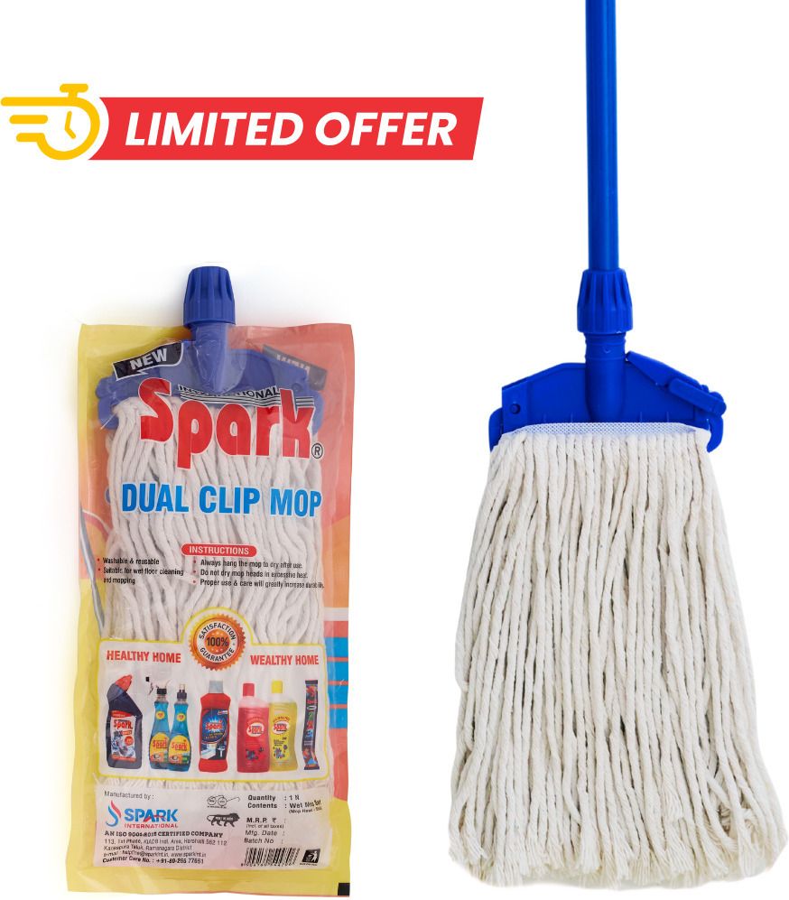 Dual Clip Mop | 100% Pure Cotton | Stainless Steel Handle | Easy Floor Cleaning Mop Set-image-36