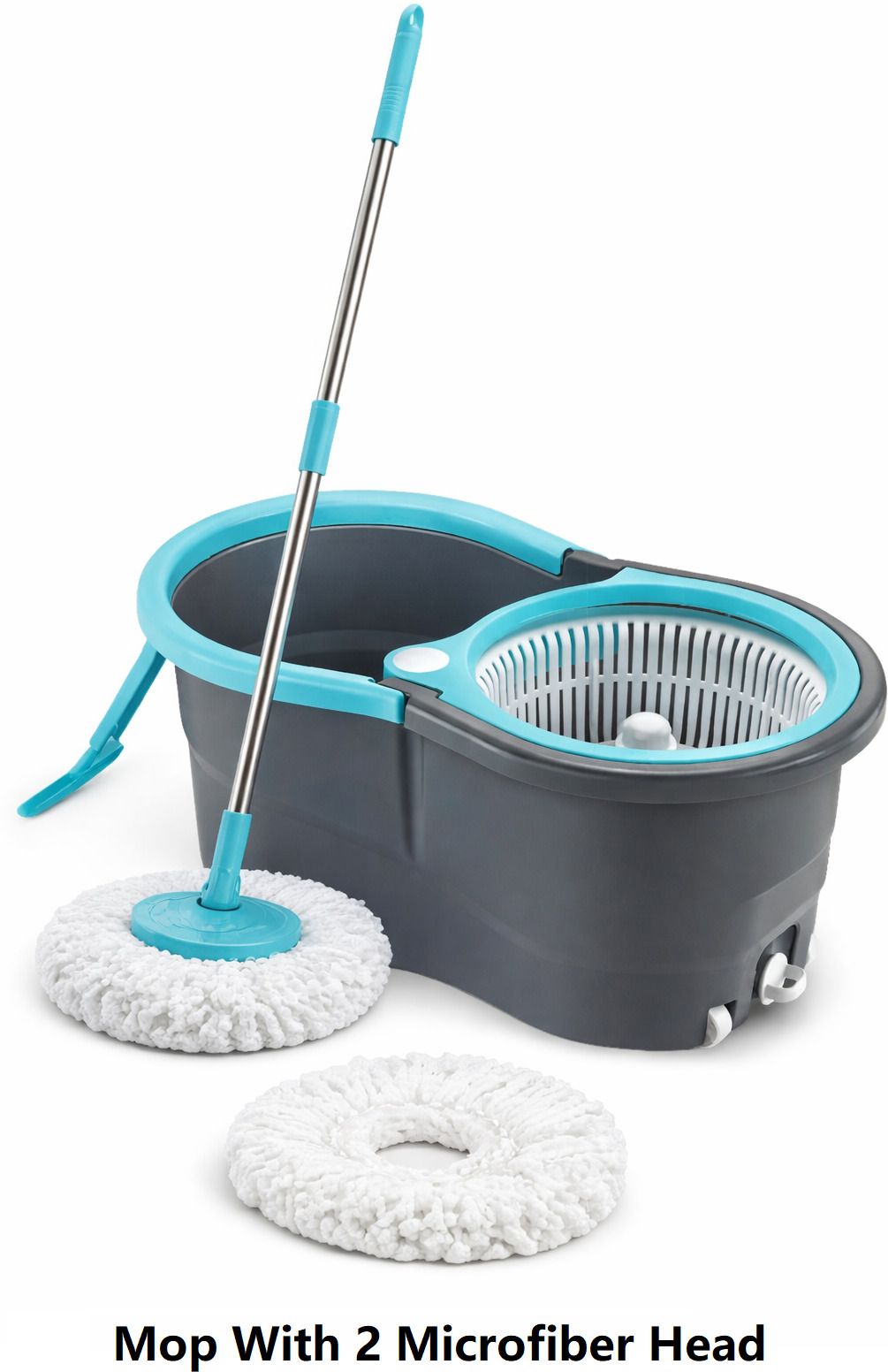 PLASTIC SPINNER BUCKET MOP 360 REVOLVING CLEANING MOP WITH 2 MICROFIBER REFILL Mop Set-image-26