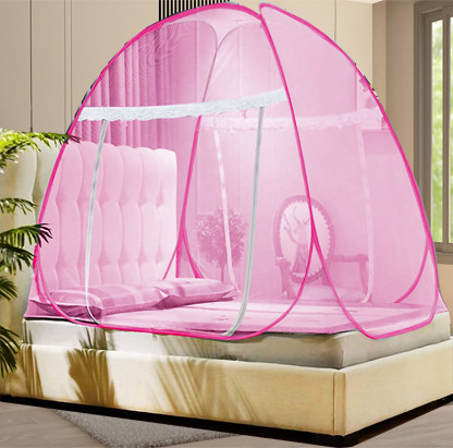 khanjan fashion hub Polyester Kids Washable PINK mosquito net pipe machardani cotton machardani mosquito net single bed mac Mosquito Net image 1