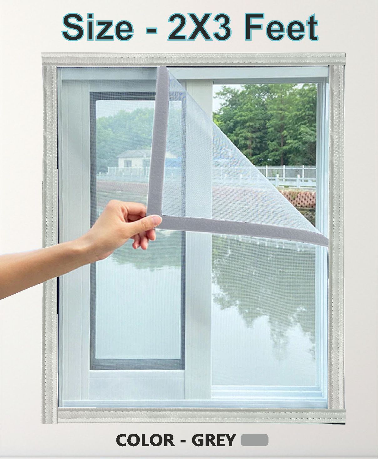 auralis Window Mosquito Net Pre Stiched with Adhesive Hook & Loop Tape Fibre Washable Adults Mosquito Net-picture-23
