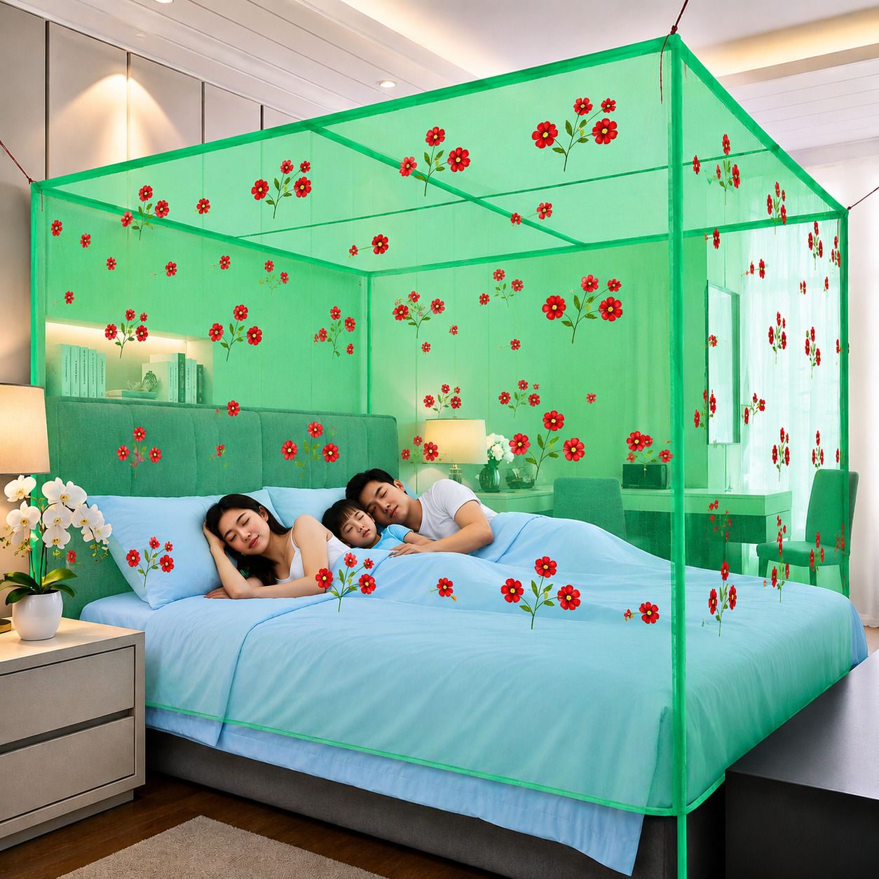 6×7Feet Flower print mosquito net Polyester Washable Adults Mosquito Net-image-21