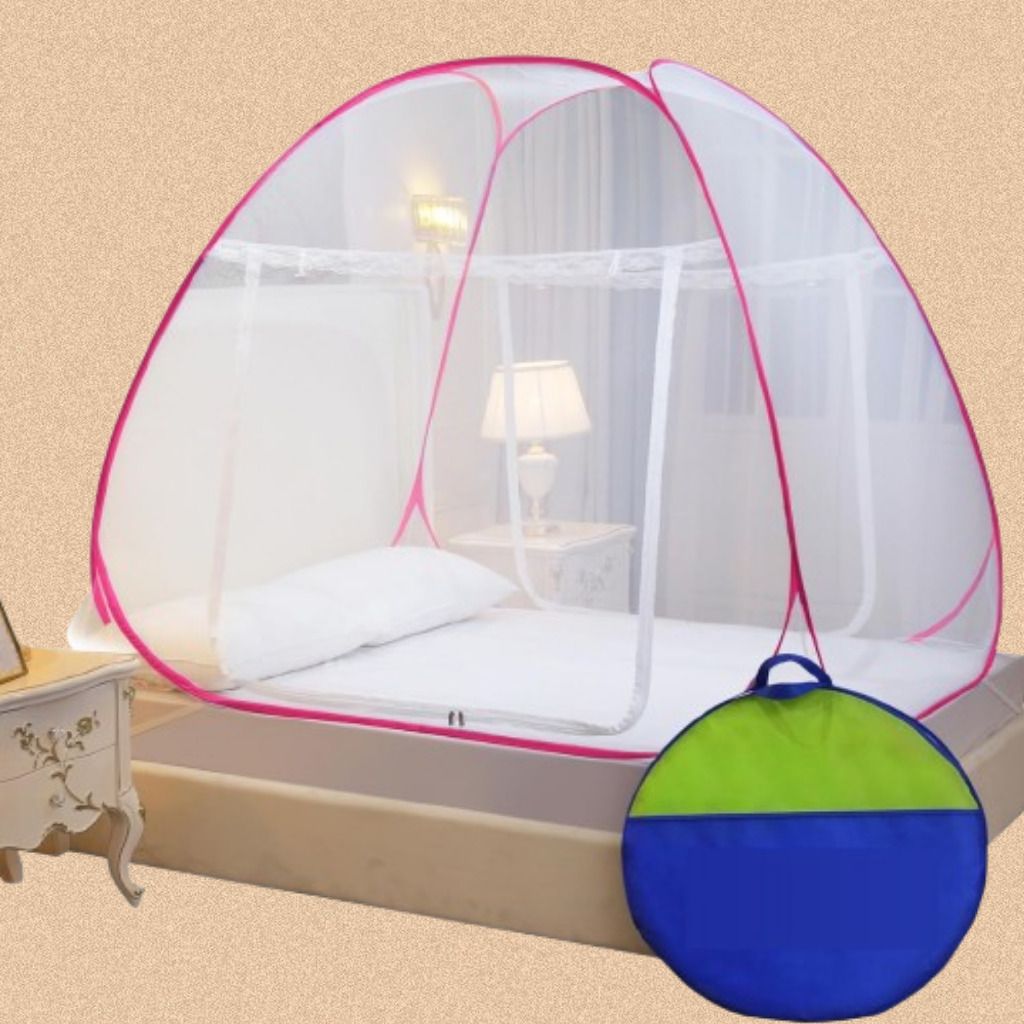 vzhaenterprice Pop Up Mosquito Net Tent with Breathable Mesh Pink Polyester Washable Kids Mosquito Net-picture-13