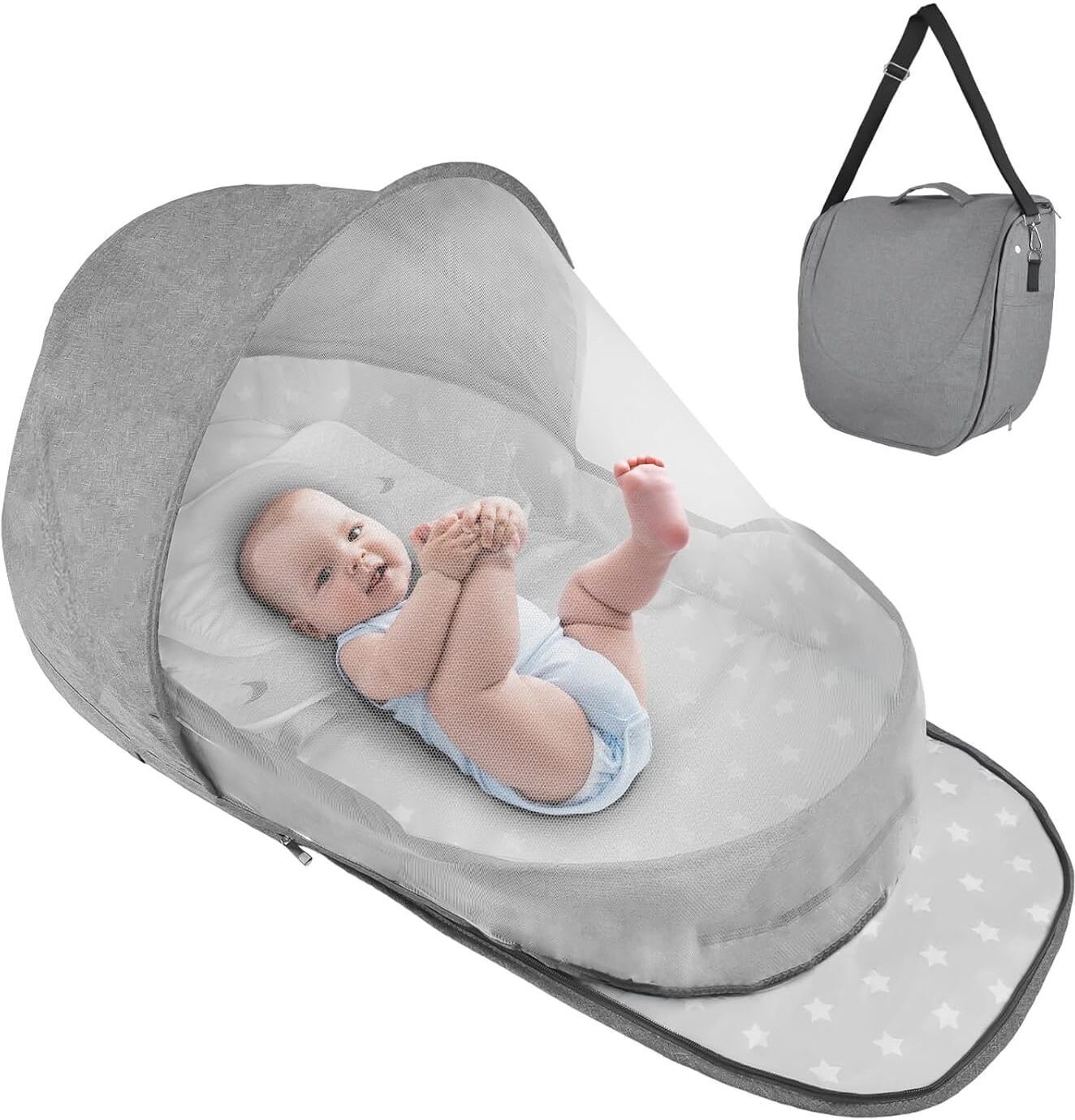 clefairy Baby Travel Bassinet Portable Bassinets - Foldable Baby Co-Sleeping Bed Polyester Washable Kids Mosquito Net-picture-18