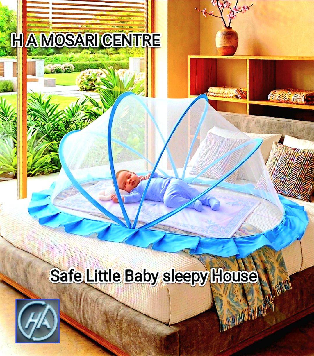 New baby Folding sky blue mosquito net 0 to 24 months baby's HDPE - High Density Poly Ethylene Washable Kids Mosquito Net-image-39