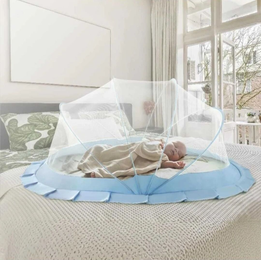 Sky colour bottom and white colour net baby mosquito net Nylon Washable Kids Mosquito Net-image-34