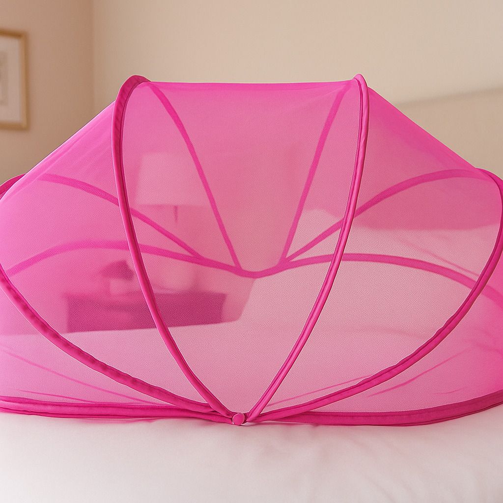 Mosquito net baby folding esay color pink size. 0 to24 month HDPE - High Density Poly Ethylene Washable Kids Mosquito Net