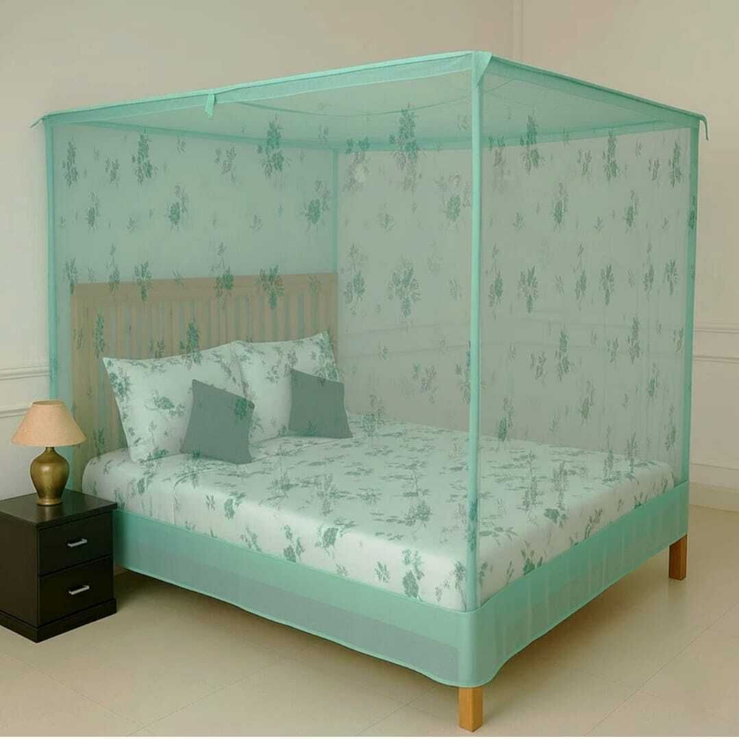 6x7 ft Flower Design GREEN Color Foldable High Quality Mosquito Net HDPE - High Density Poly Ethylene Washable Adults Mosquito Net-image-47