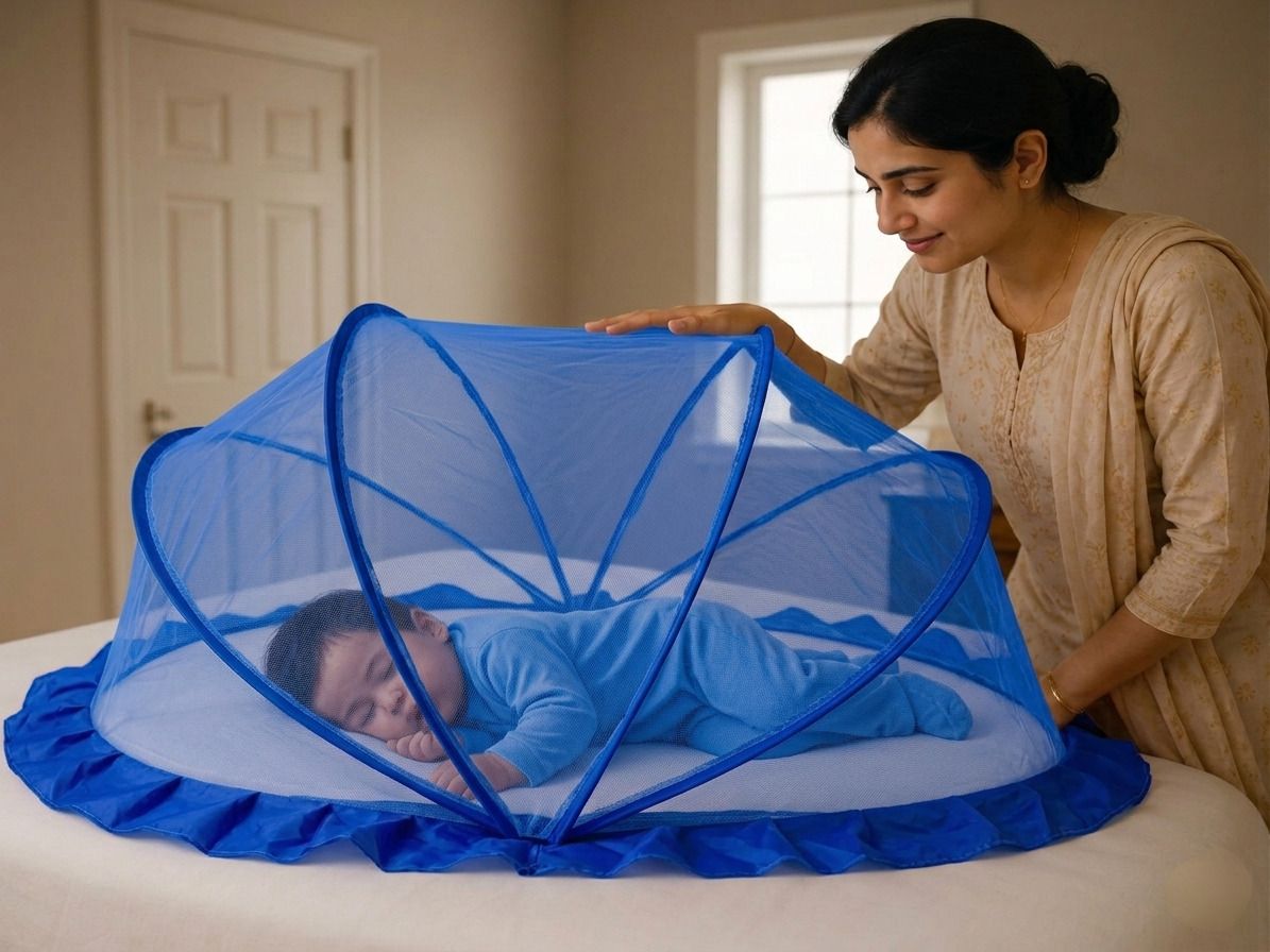 Royal Blue Baby Mosquito Net| Foldable, Portable & Breathable |Baby Machhardani Nylon Washable Infants Mosquito Net-image-48