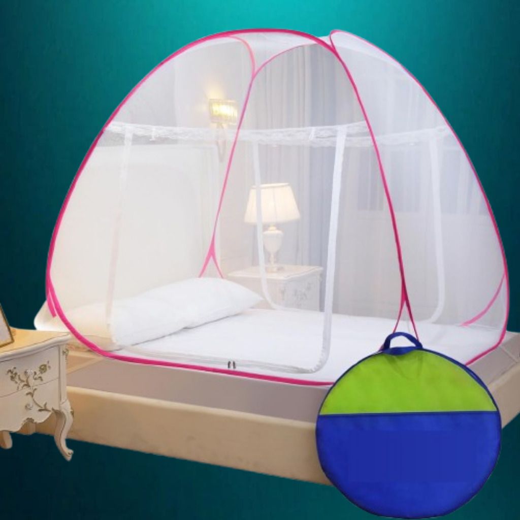 Portable Folding Mosquito Net Tent for Bedroom Bed Pink Polyester Washable Kids Mosquito Net-image-32