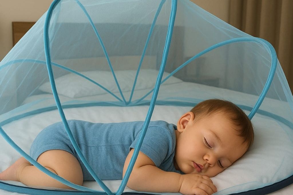 Polyester Kids Washable Skyblue crib Mosquito Net