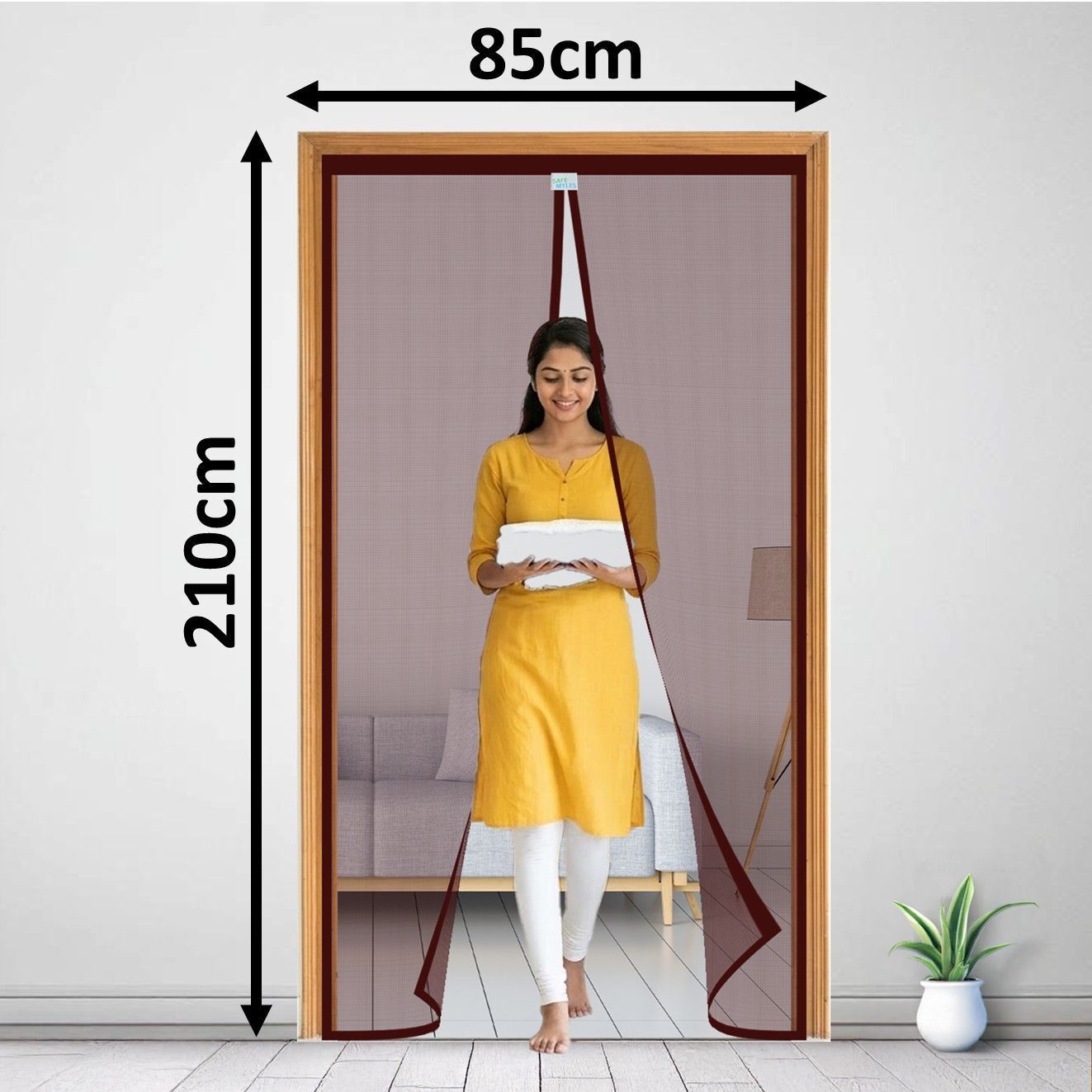 safemyles New Smart Closing Walk Through Magnetic Door Mosquito Net|Net Size 210x85 cm| Polyester Washable Adults Mosquito Net-picture-15