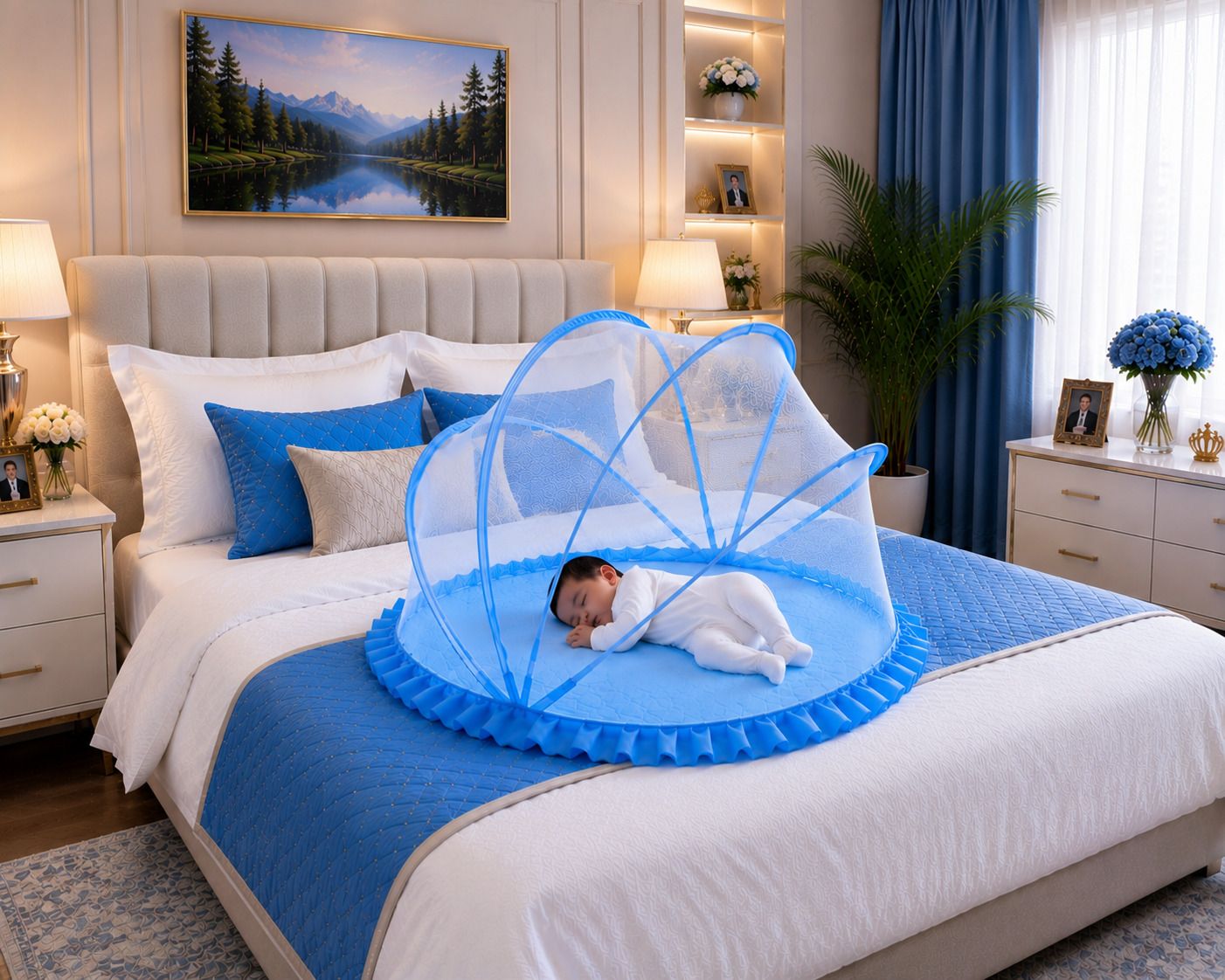 Baby mosquito net foldable polyester washable kids (size 0 to 24 month old baby) HDPE - High Density Poly Ethylene Washable Kids Mosquito Net-image-48