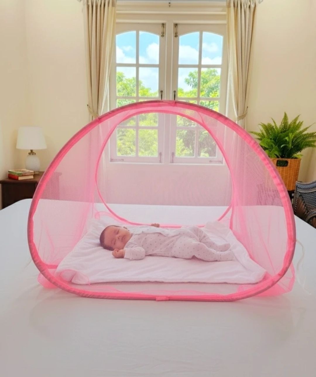 zavamart Premium quality foldable baby mosquito net pink Cotton Washable Kids Mosquito Net-picture-35