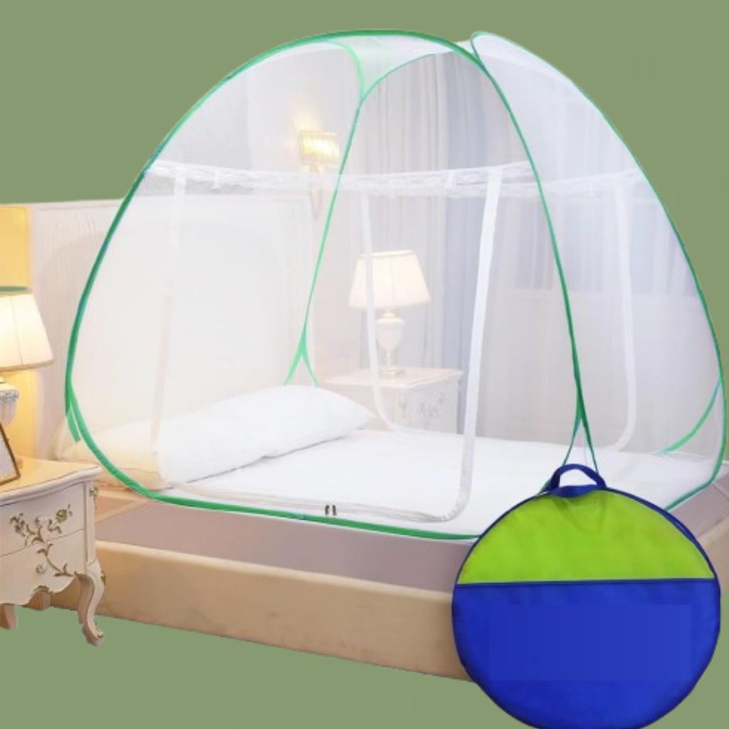 Pop Up Mosquito Net Tent with Strong Frame Green Polyester Washable Kids Mosquito Net-image-42