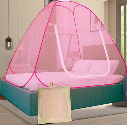khanjan fashion hub Polyester Kids Washable PINK machhardani with stand high quality mosquito net mosquito net round bed na Mosquito Net image 1