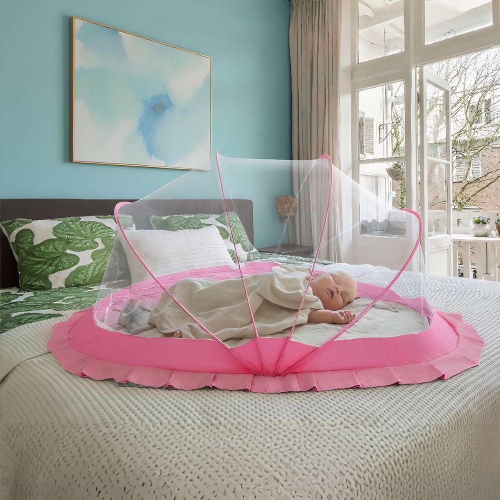 Baby Folding Crib Cotton Washable Infants Mosquito Net-image-13