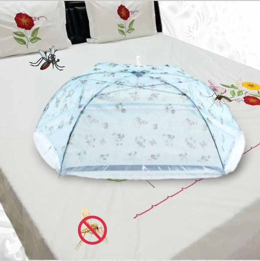 Nylon Kids Washable foldable baby umbrella net for kids 0 to 2 year ( blue) Mosquito Net-image-46