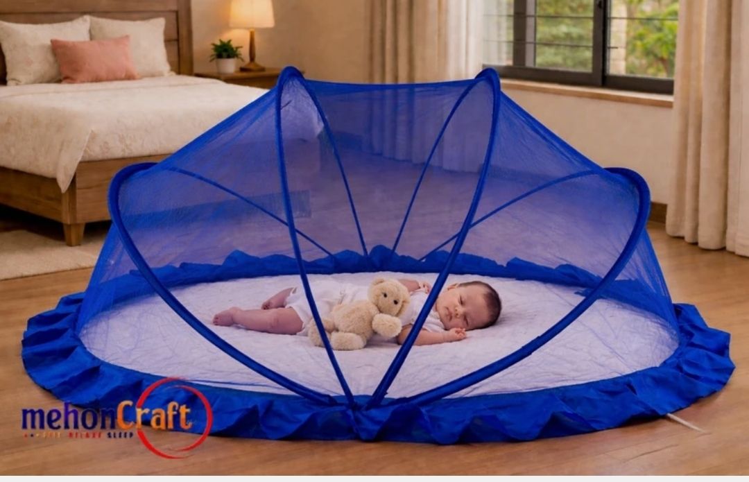 Full Blue Baby Crib primium quality mosquito net HDPE - High Density Poly Ethylene Washable Kids Mosquito Net-image-43