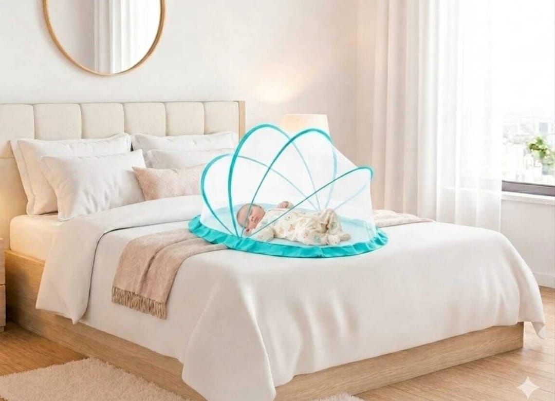 White green baby crib HDPE - High Density Poly Ethylene Washable Kids Mosquito Net-image-7