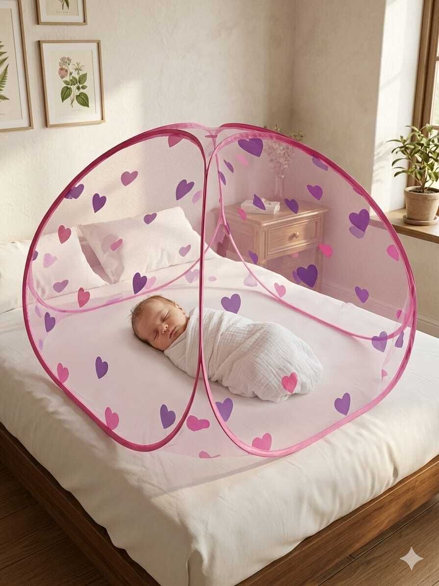 astextile Mosquito net baby print color pink tent size 0 to 36 month HDPE - High Density Poly Ethylene Washable Kids Mosquito Net-picture-31