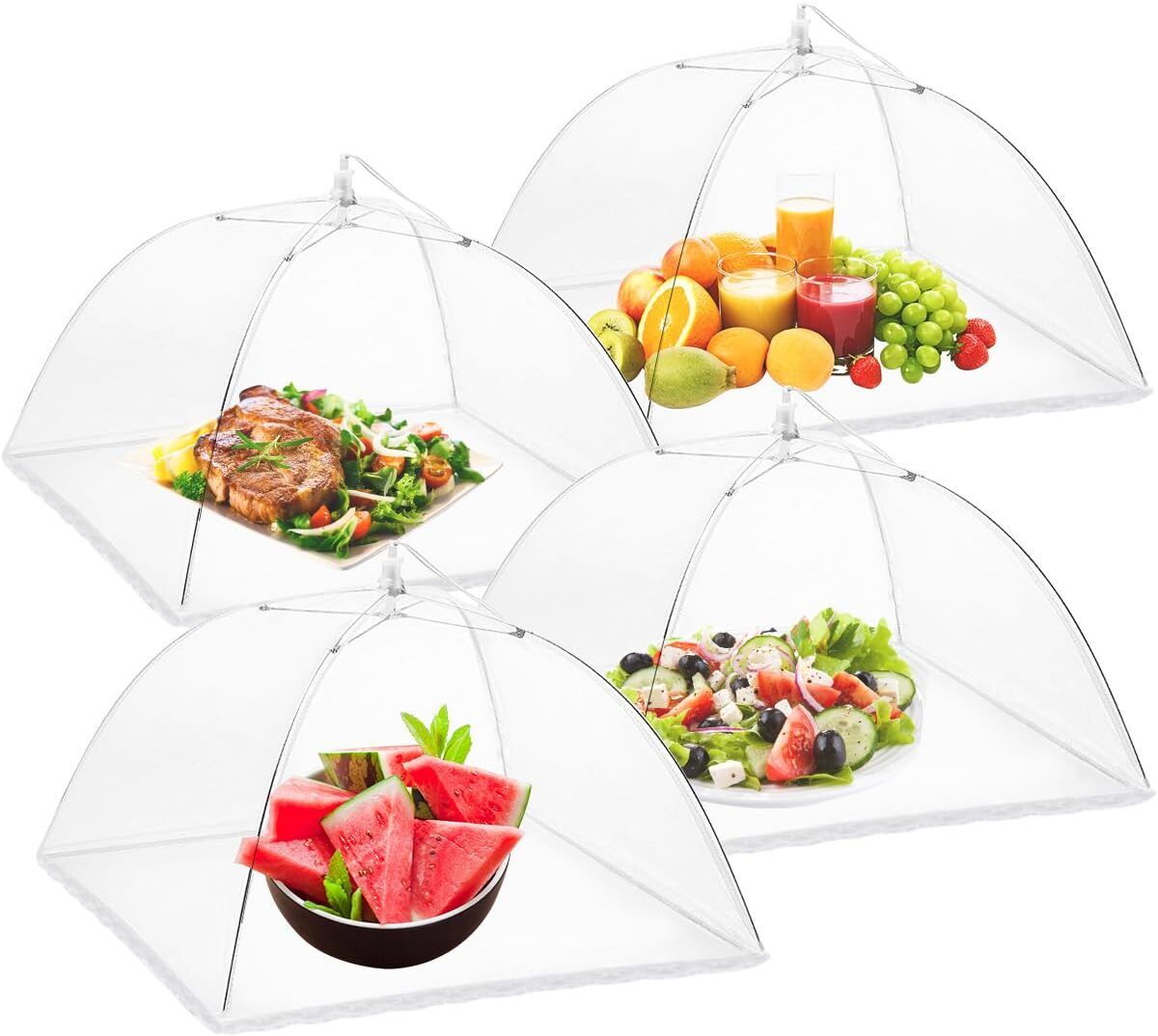 4 Pack Food Cover Tents Reusable and Collapsible Screen Net Protectors 18 inch Lid Set, Pack of 4-image-28
