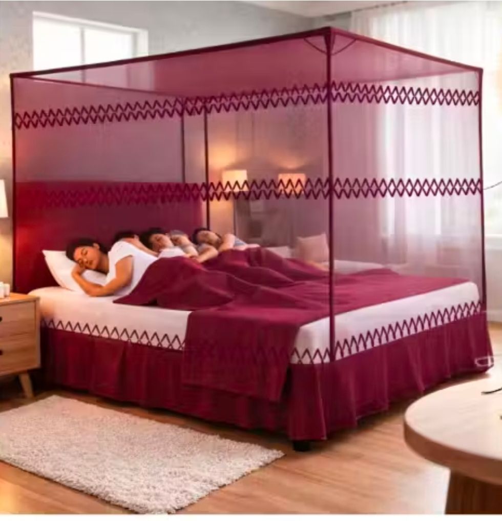 709 RED PINK MAROOM 6FT X 7 FT MOSQUITO NETS SOFT Diaper Bag Dispenser-image-29