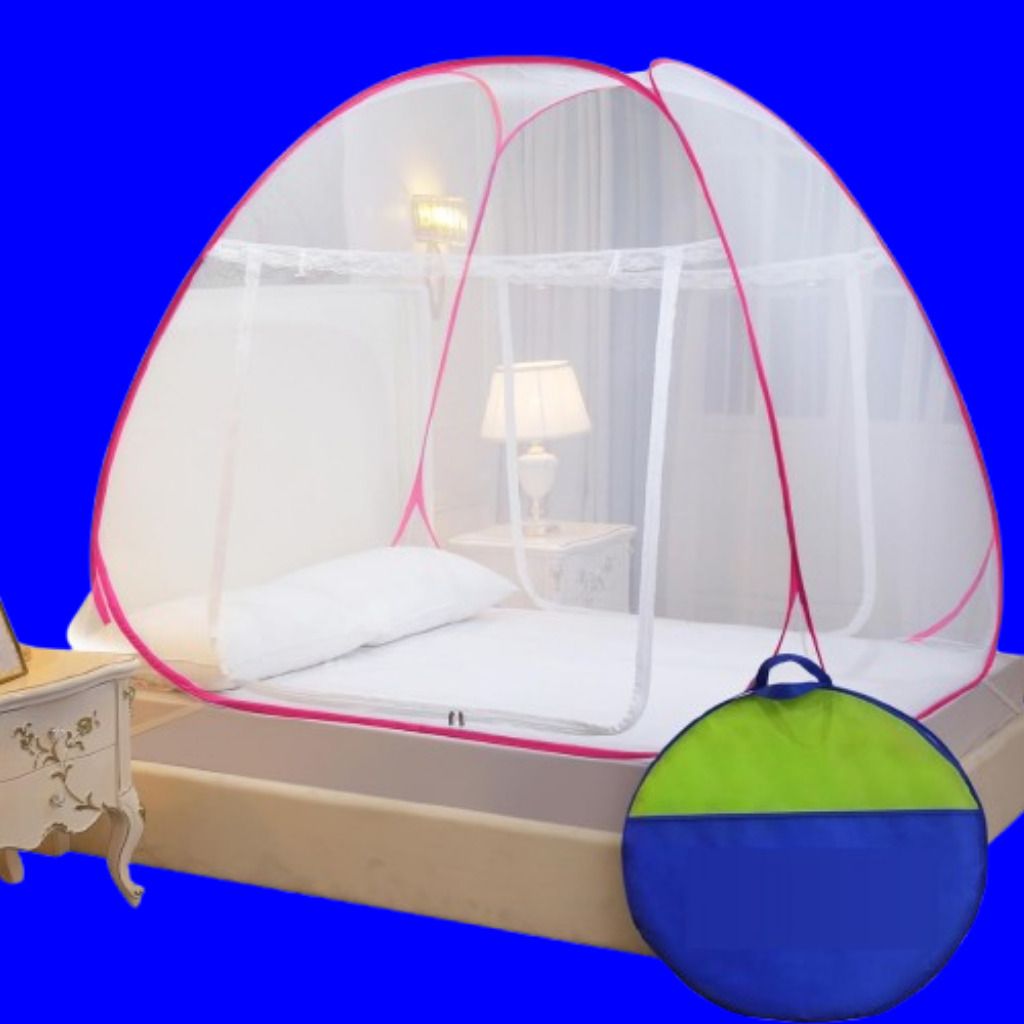 Foldable Mesh Mosquito Net Tent for Double Bed Pink Polyester Washable Kids Mosquito Net-image-36