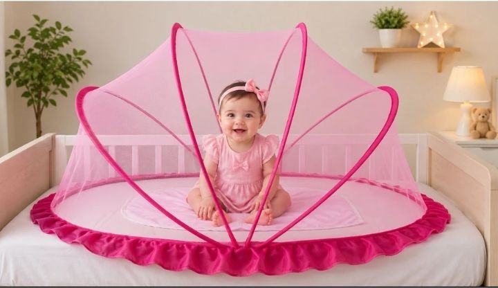 Baby mosquito net pink HDPE - High Density Poly Ethylene Kids Mosquito Net-image-32