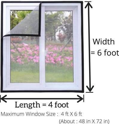 Mosquito Net Fibre Adults Pre Stiched Window net for Mosquito Protection with self Adhesive hook & loop tape (120 cm X 180 cm) Mosquito Net (Black) 4X6 FT Polyester Washable Adults Mosquito Net-image-28