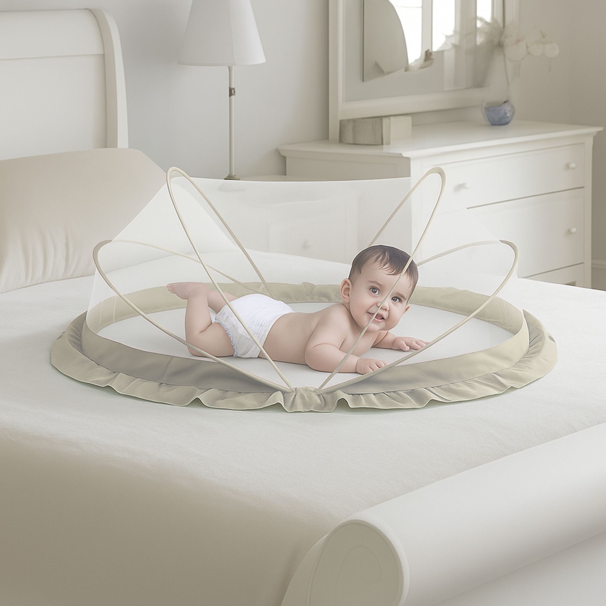 maruti enterprise Nylon Infants Washable Baby Folding Crib Mosquito Net-picture-22