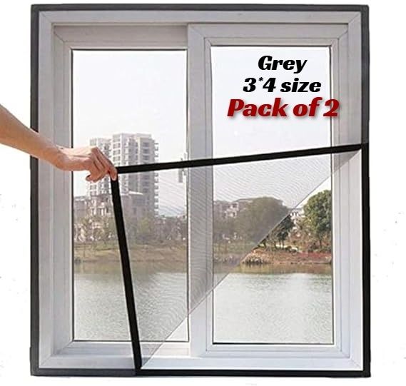 mch PACK OF 2 BLACK POLYESTER WINDOW Polyester Washable Adults Mosquito Net-picture-21