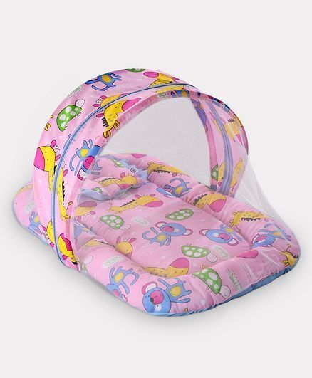 Cotton Infants Washable Baby Washable Mosquito Net & Neck Pillow Printed Gadda Set for Infants 0-6 Month Mosquito Net-image-25