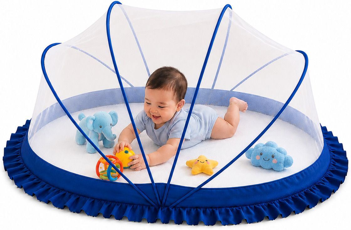 nuvio Premium Quality Blue Baby Mosquito Net Bed for Infants & Babies 0 To 24 Month HDPE - High Density Poly Ethylene Washable Infants Mosquito Net-picture-19