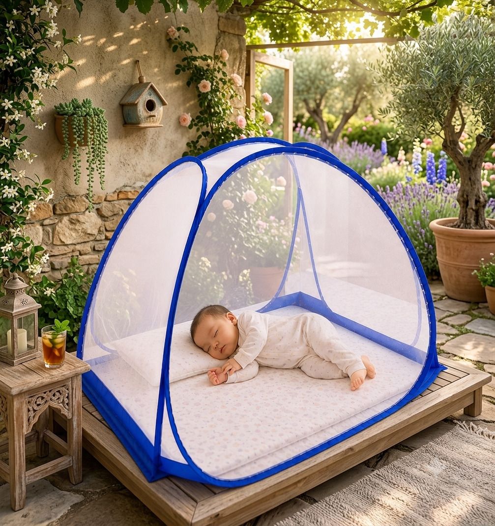 Foldable Pop-Up Baby Mosquito Net HDPE - High Density Poly Ethylene Washable Infants Mosquito Net-image-5
