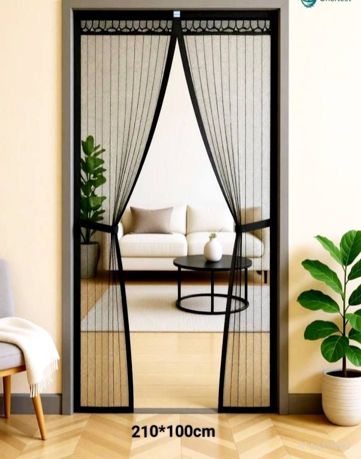 Auto-Closing System, Premium Material magnet DOOR MOSQETO NET 100*210CM BLACK Polyester Washable Infants Mosquito Net-image-11