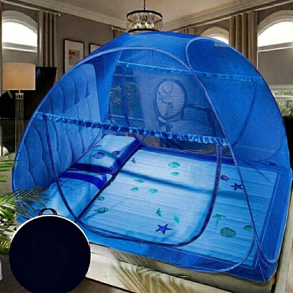 rehmat collection 4. Pop Up Mosquito Net for Double Bed | Foldable | Smooth Zipper Polyester Washable Adults Mosquito Net-picture-22