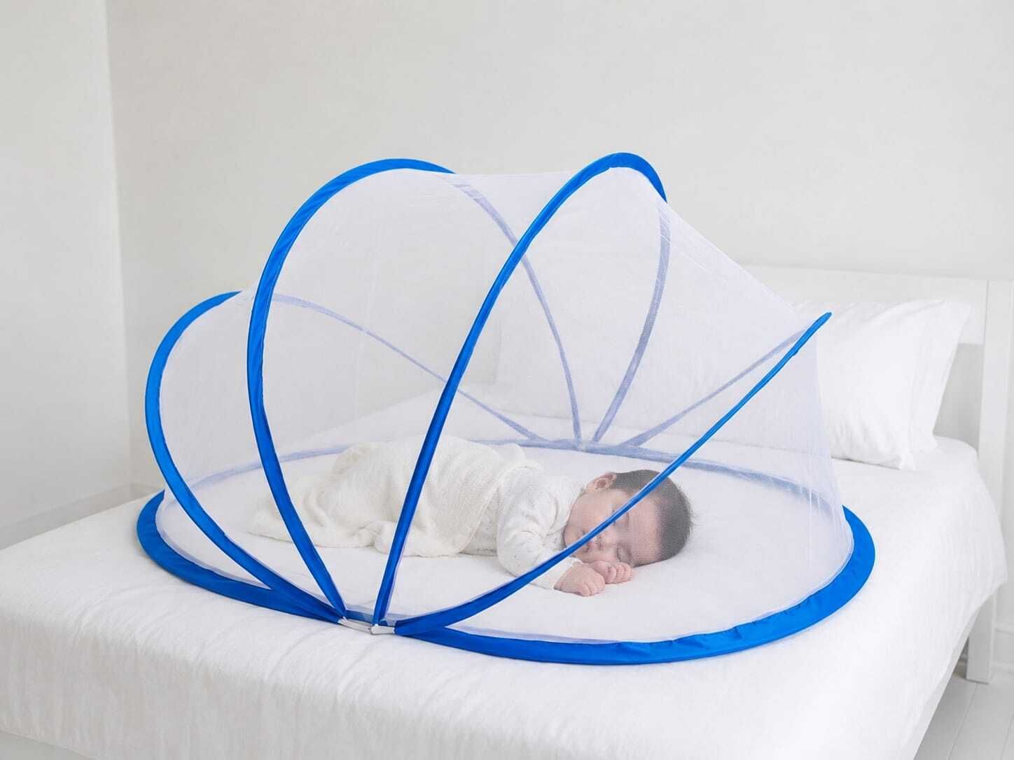 White blue crib mosquito HDPE - High Density Poly Ethylene Washable Kids Mosquito Net-image-42