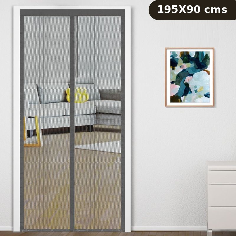 (195 cm X 90 cm)Magnetic Screen Door Net with Full Frame Hook&Loop Polyester Washable Adults Mosquito Net-image-12