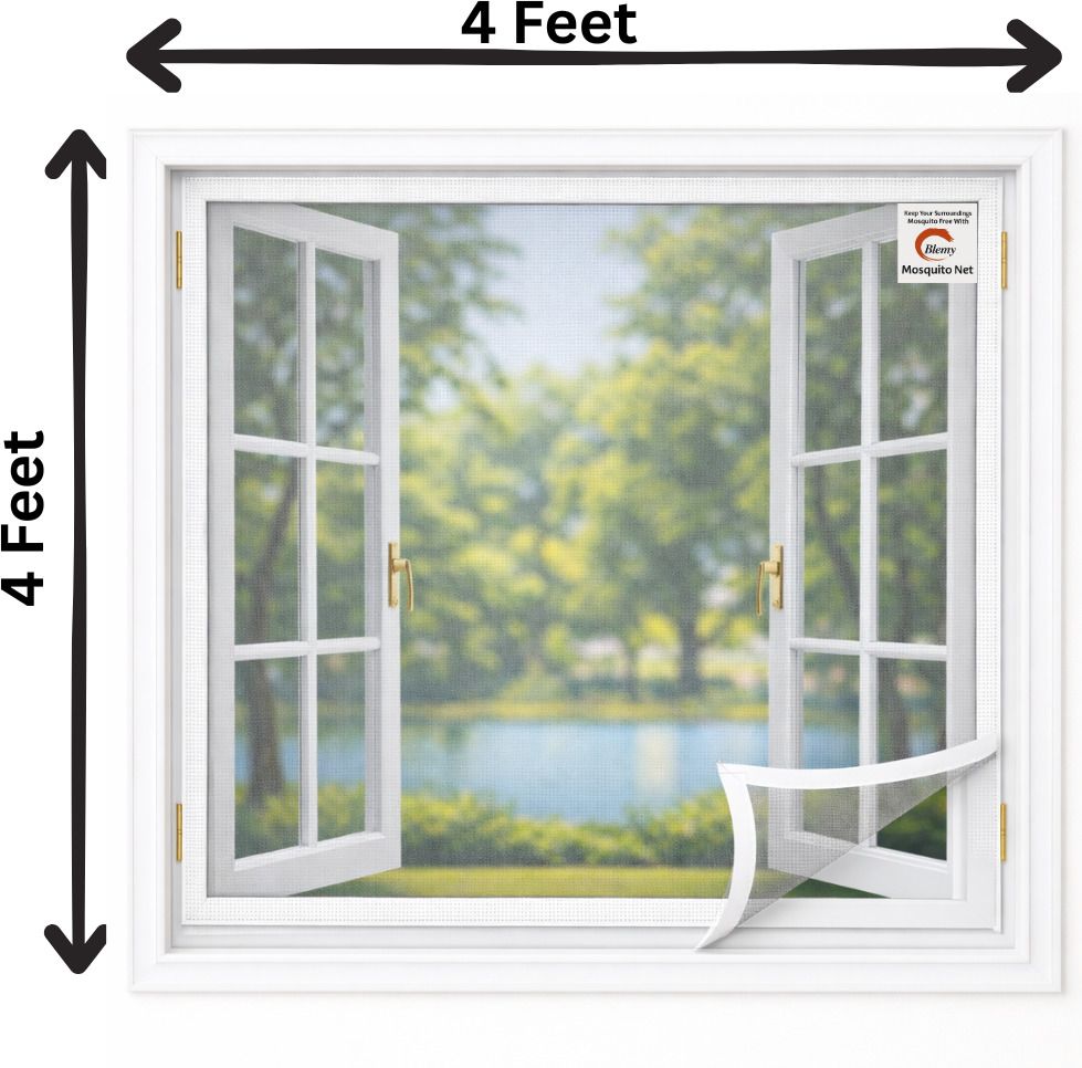 Windows Mosquito Net (4x4 Feet) With Velcro Tape HDPE - High Density Poly Ethylene Washable Adults Mosquito Net-image-45