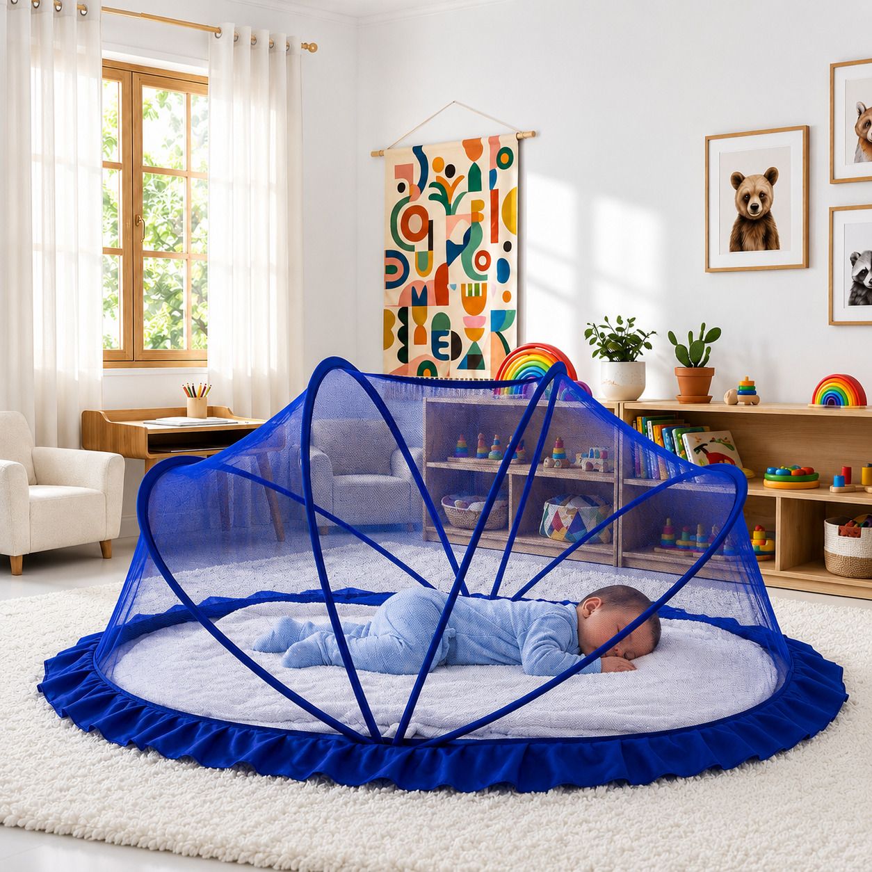 shruty enterprises Pop Up Baby Mosquito Net | Safe & Breathable Sleeping Net for Newborn HDPE - High Density Poly Ethylene Washable Kids Mosquito Net-picture-34