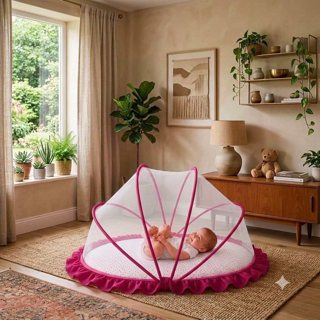 (PREMIUM BABY WHITE PINK) HDPE - High Density Poly Ethylene Washable Kids Mosquito Net-image-38