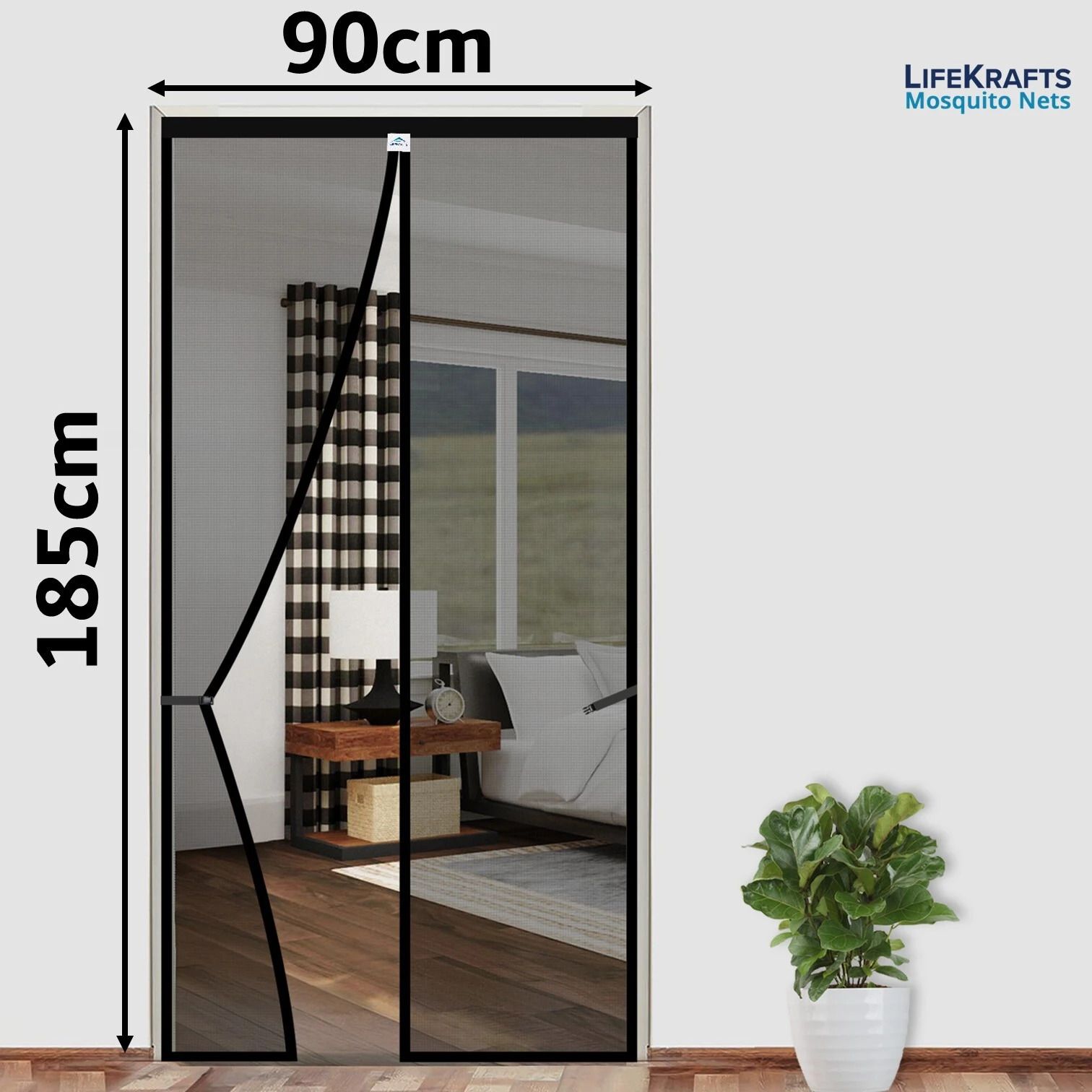 lifekrafts Polyester Adults Washable Auto-Closing Magnetic Door Mosquito Net-picture-13