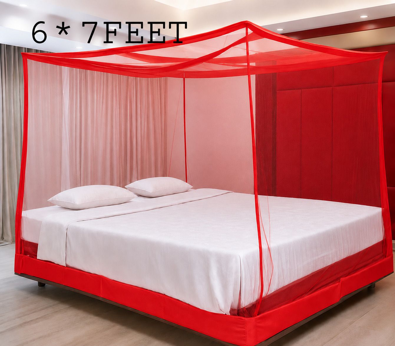 Double Bed (6*7)ft Polyester Washable Adults Mosquito Net (Blue, Tent) HDPE - High Density Poly Ethylene Washable Adults Mosquito Net-image-6