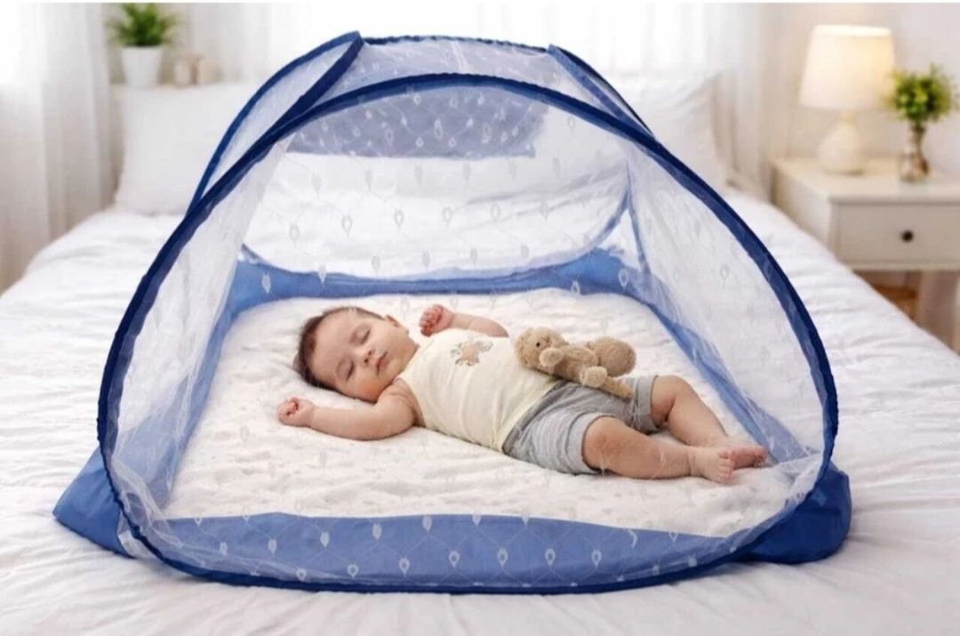 Baby tent white blue print HDPE - High Density Poly Ethylene Washable Kids Mosquito Net-image-36