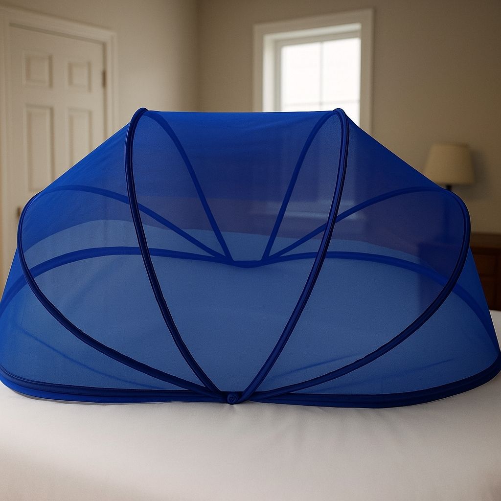 HDPE - High Density Poly Ethylene Kids Washable Mosquito net baby folding esayl bule color size 0to 24 month Mosquito Net