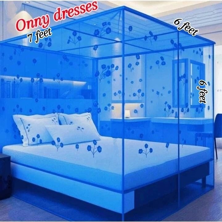 Mosquito net double bed blue flower prenting & design HDPE - High Density Poly Ethylene Washable Infants Mosquito Net-image-29