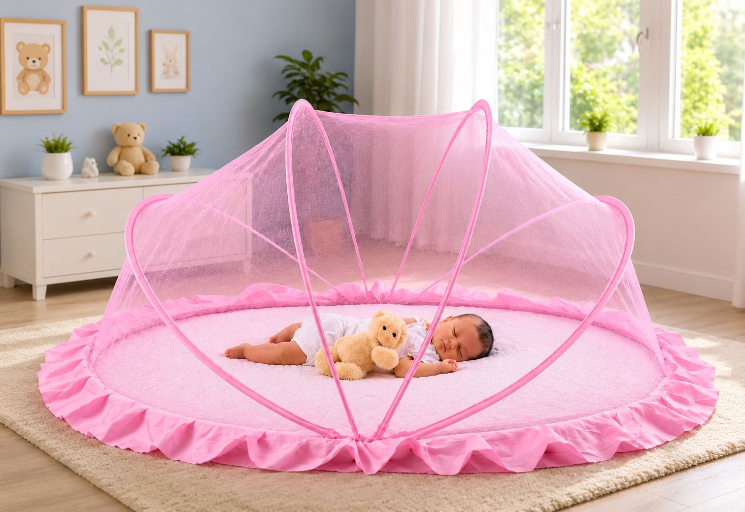 shruty enterprises Baby Mosquito Net (0 To 24) Month HDPE - High Density Poly Ethylene Washable Kids Mosquito Net-picture-15